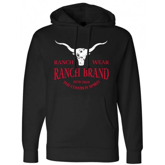 RANCH BRAND - Unisex Hoodie Longhorn black red